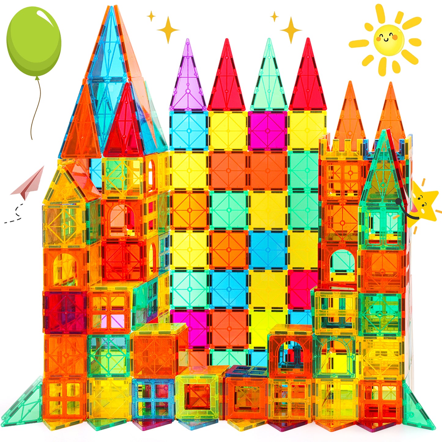 CuteTiger Magnetic Tiles, 64PCS Magnet Building Toys, Magnetic Building Set, Stacking Blocks, Perfect STEM Toys Gift for Kids Boys and Girls