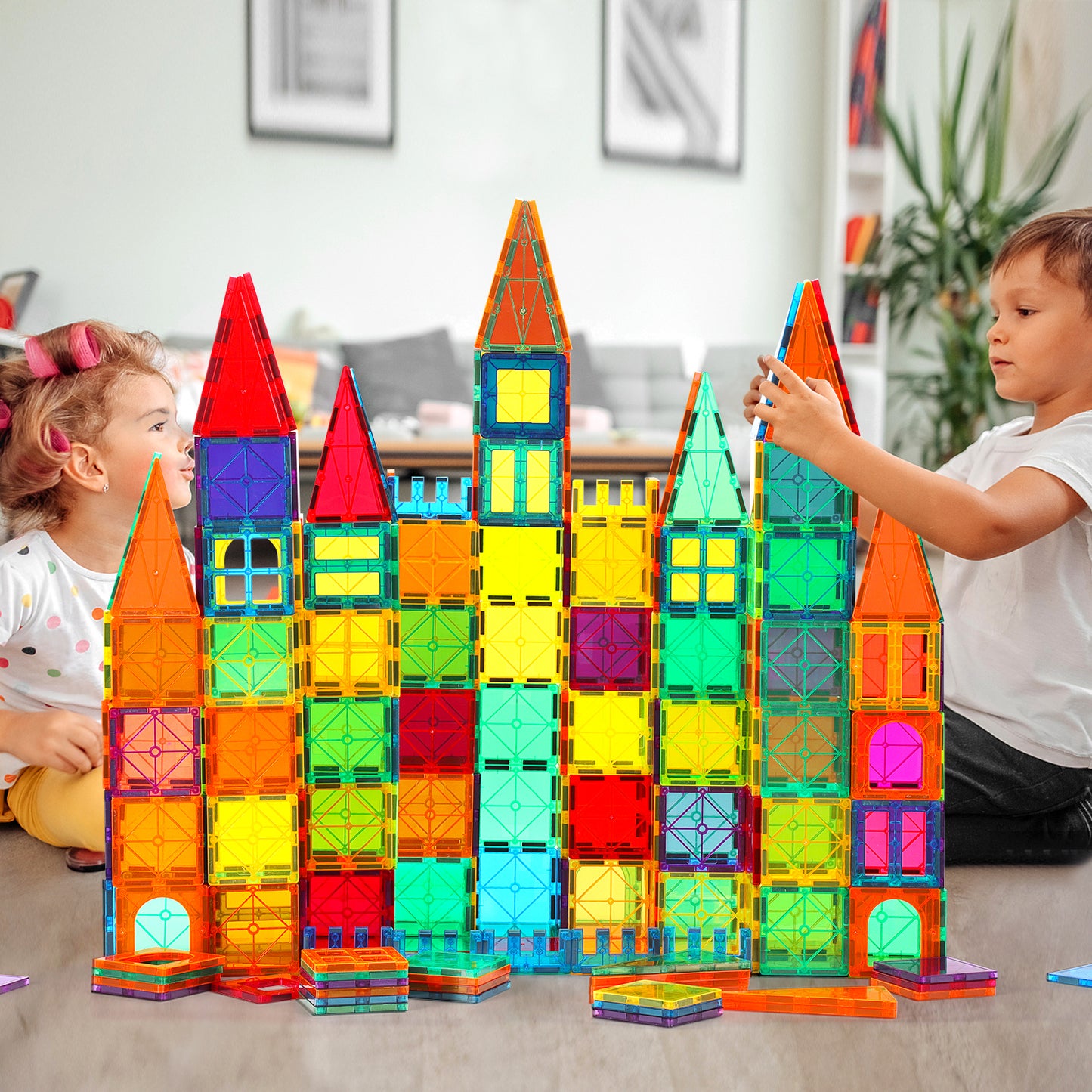 CuteTiger Magnetic Tiles, 64PCS Magnet Building Toys, Magnetic Building Set, Stacking Blocks, Perfect STEM Toys Gift for Kids Boys and Girls