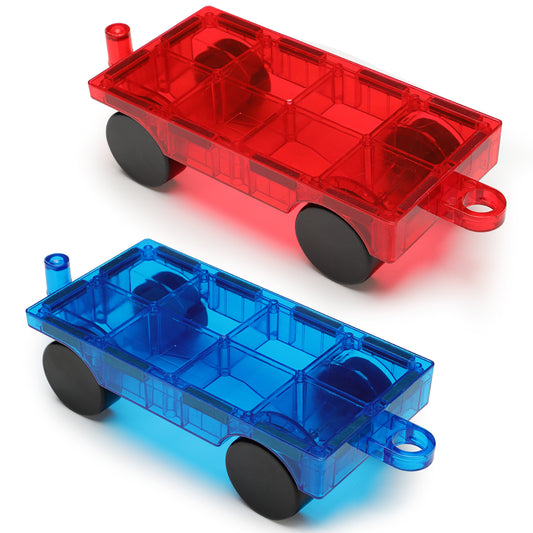 CuteTiger Magnetic Tiles Cars, Magnet Building Tiles, 2 Cars Expension Set for Magnetic Building Blocks